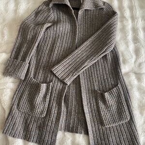 Liz Claiborne Gray Ribbed Cardigan